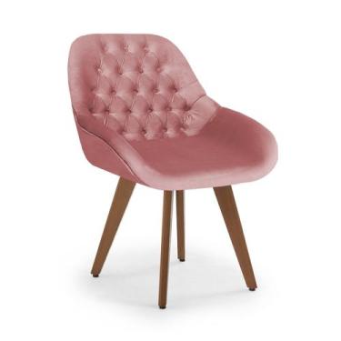 Imagem de Poltrona Base Fixa Pé Madeira Capitonê Pandora - Zari Decor, Velutto R