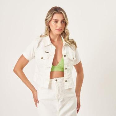 Imagem de Jaqueta Camisa Jeans Color Confort Manga Curta Branco Cru - Bloom, Bra