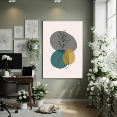 Imagem de Quadro Decorativo Folhagem Gráfica 70X50Cm Mold Branca - Quadros On-Li