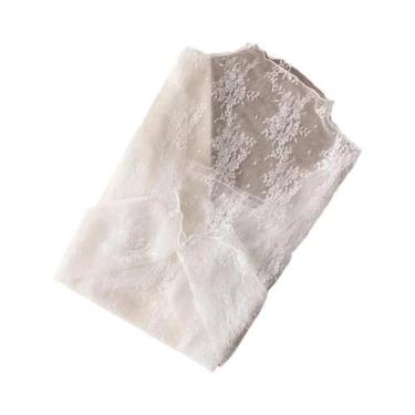 Imagem de Blusa Elegante De Manga Longa Em Renda Transparente Para Mulheres, T-S