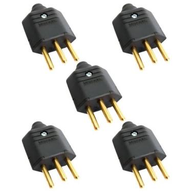 Imagem de 5 Plugue Macho 3 Pinos 10 A 2P+T MarGirius Preto