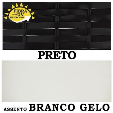 Imagem de 2 Banquetas Forts Baixa Ferro Fibra Sintética Preto Assento Branco