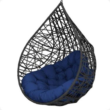 Imagem de Balanço Suspenso Ninho Gota Com Mosquetão E Mola Para Terraço - Preto A2