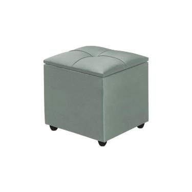 Imagem de Kit 2 Puffs Baú Cristal 40x40 Decorativo Estofado Veludo Cinza