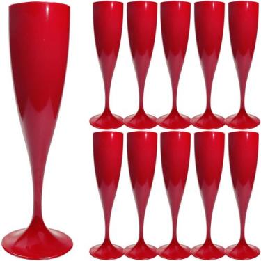 Imagem de 12 Taças Champanhe Vermelha Acrilica 170Ml Alta Qualidade - Jlk Plasti