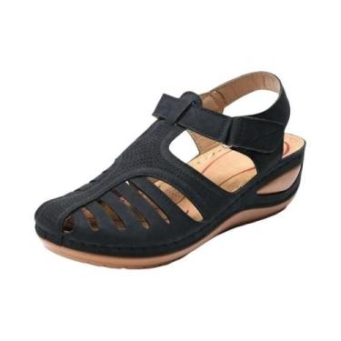 Imagem de Sandálias De Plataforma Vintage Para Mulheres plus Size, Com Fivela, E