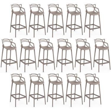 Imagem de Kit 16 Banquetas Allegra Com Encosto Design Cozinha/bancada - Fendi