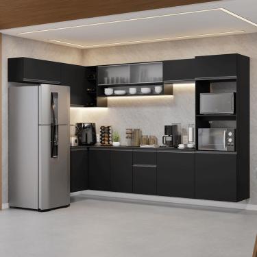 Imagem de Armário de Cozinha Completa de Canto Suspenso 465 cm Preto Nice Madesa 02