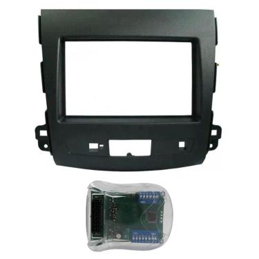 Imagem de Moldura De Painel 2 Din + Interface Comando Volante Mitsubishi Outlander 2008 2009 2010 2011 2012