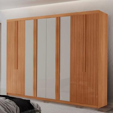 Imagem de Guarda Roupa Casal Pollo Mdf Com 8 Portas 4 Gavetas Moderna Naturalle/off White