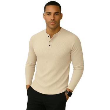 Imagem de Camiseta Manga Longa Raglan Henley - - Multimarca, Bege, GG