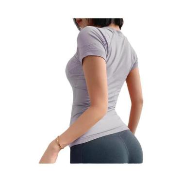 Imagem de Camisetas De Yoga Femininas De Verão Com Manga Curta, Gola Redonda, Re