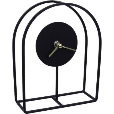 Imagem de Relógio Mesa Home&co Metal 20x16x6cm Preto - HOME & CO