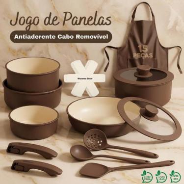 Imagem de Jogo de Panelas 15 Peças Antiaderente para Forno Fogão Indução Elétric