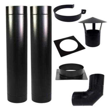 Imagem de Kit cham preto 10pol 2M completo c/chapeu Chinês/curva 90 - LAURINDOS 