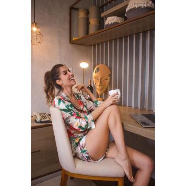 Imagem de Pijama Feminino Americano Floratta em Cetim Toque de Seda - Punto gial