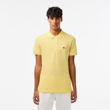 Imagem de Camisa Polo Lacoste masculina Slim Fit em petit piquet, Giallo 2, 4GG