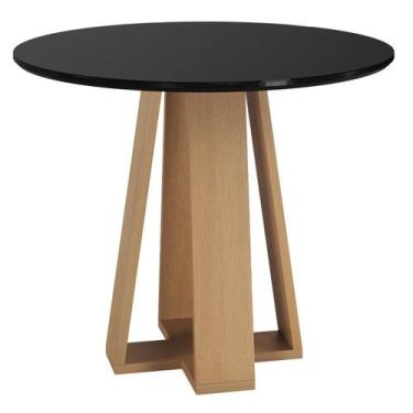 Imagem de Mesa Redonda para Sala de Estar Moderno Amarelo/Mel/Preto - Sonetto Mó