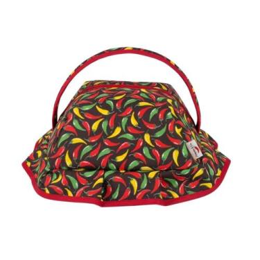 Imagem de Cesta Porta Pão com Zíper  Artesanal, Dobrável e Prática Cor:Pimenta -