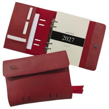 Imagem de Agenda Diária 2027 108-R Personalizada Raffai Couros, Vermelho