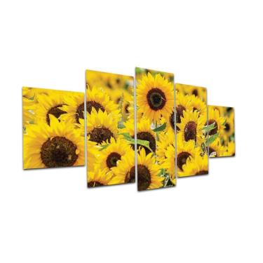 Imagem de Kit Placas Decorativas 5 Peças 3D Borda Infinita Girassol