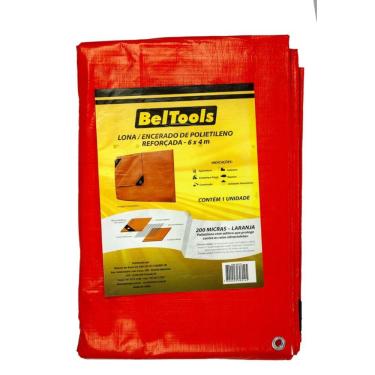 Imagem de Lona Carreteiro Plástica Reforçada Laranja 6x4m Beltools