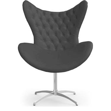 Imagem de Cadeira Decorativa Com Capitonê Big Egg Preta Giratória