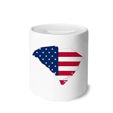 Imagem de DIYthinker Carolina America USA Map Stars Stripes Flag Money Box Saving Banks Ceramic Coin Case Kids Adults