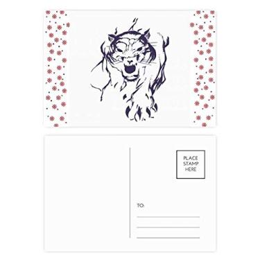 Imagem de Cartão postal de bênção de flores natalinas selvagens, rei, tigre animal