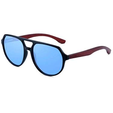 Imagem de Óculos de Sol HU WOOD Polarizados Óculos de Sol Estilo Piloto Artesanal Hastes de Madeira com Proteção Uv400 (C3)