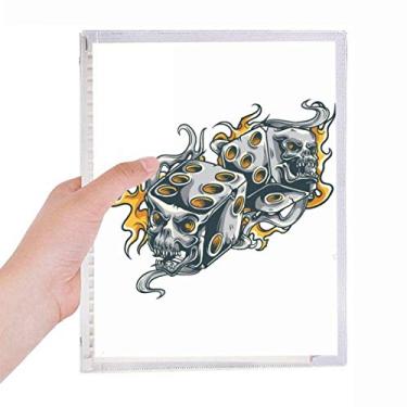 Imagem de Caderno de ilustrações legais de dados de crânio com estampa de folhas soltas diário recarregável de papelaria