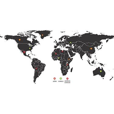 Imagem de SEMPRE VIVA HOME DECOR Mapa Mundi 200 cm x 100 cm Preto Navigacional Satin