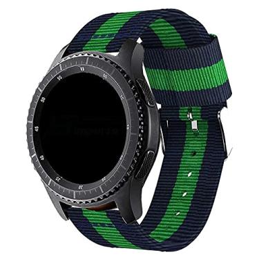 Imagem de Pulseira 22mm Nylon Listrada compatível com Samsung Galaxy Watch 3 45mm - Galaxy Watch 46mm - Gear S3 Frontier - Amazfit GTR 47mm - Amazfit GTR 2 - Marca LTIMPORTS (Azul/Verde)
