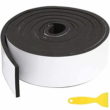 Imagem de Fita de isolamento de espuma 13 pés 2 '' W x 1/4 '' T Fita de vedação de espuma de alta densidade Fita de vedação de isolamento de choque auto-adesiva para ar condicionado de janela de porta de casa