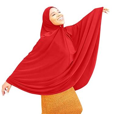 Imagem de TheHijabStore.com Vestido extra longo 129,5 cm Lycra Amira Hijab Khimar Burkas Roupas para mulheres Oração Niqab Vestido Burqa