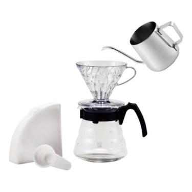 Imagem de Kit Meu Café Barista Hario V60-02 + 40 Filtros Hario V60-02 + Chaleira Pescoço de Ganso Inox 350ml