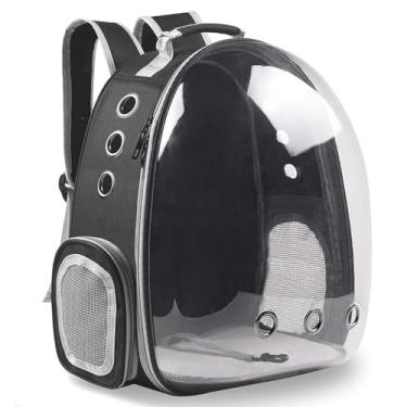Imagem de Bolsa De Transporte Ventilado Conveniente Para Passeios Acrílico Visão Panorâmica Mochila Pet Cachorro Gato Cão Preto