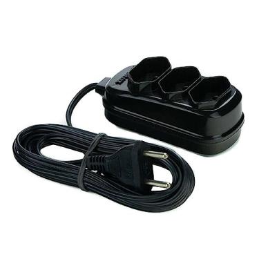 Imagem de Extensão Elétrica Fiolux 2 Metros 2X0,75Mm Preta 3 Tomadas (Preto)