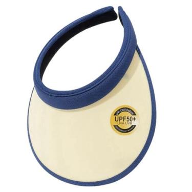 Imagem de Boné esportivo unissex respirável ajustável vazio viseira leve aba larga proteção solar viseira superior vazia, Azul e branco, 3