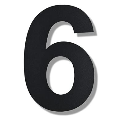 Imagem de BetLight Número de casa grande moderno - Número de endereço residencial flutuante de aço inoxidável de 30,5 cm de altura para exterior/preto/número 6