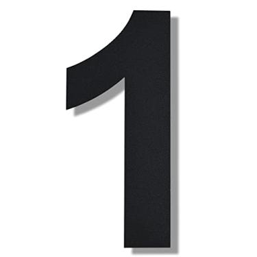 Imagem de BetLight Número de casa grande moderno - Número de endereço residencial flutuante de aço inoxidável de 30,5 cm de altura para exterior/preto/número 1