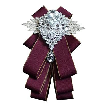 Imagem de Chamvino Mestre de cerimônias noivo padrinhos vestido de banquete terno gravata borboleta broche cavalheiro grande arco de diamante (opção multicolorida), Zinco, Pirita de ferro