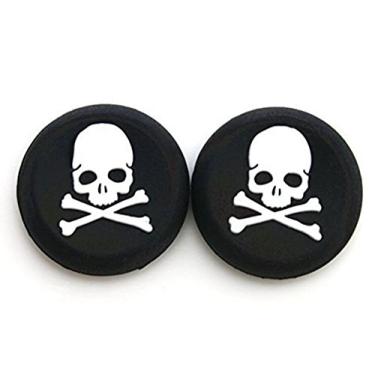 Imagem de Tampa de silicone com aderência para polegar e palito para controle de jogos PS4 Xbox One PS3 Xbox 360 PS2, White Skull