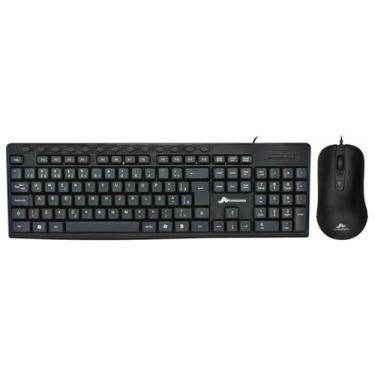 Imagem de Kit Teclado USB ABNT2 107 Teclas e 13 Teclas Multimídia + Mouse USB 1000 DPI 4 Botões Cabo 1.5m Monocron Preto