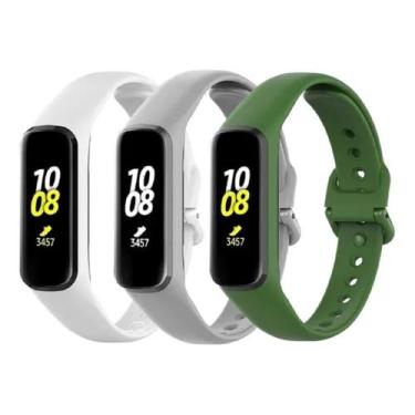 Imagem de 3 Pulseiras De Silicone Galaxy Fit 2 R220 - Branco / Cinza / Verde Mil