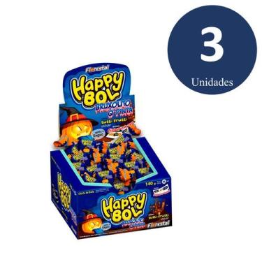 Imagem de Kit c/3 Chiclete Happy Bol Bruxolito Pinta 140G Florestal - Arcor