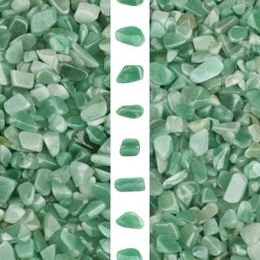 Imagem de gemshan 900 g de lascas de quartzo de aventurina natural triturado chip de cristal a granel 7 mm - 9 mm pedra de cristal de cura para aquário vaso de plantas joias DIY