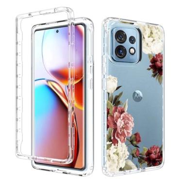 Imagem de Yodueiv Capa para Motorola Edge Plus 2023/Moto X40/Edge 40 Pro XT2301-5, capa protetora para celular com estampa floral transparente para Motorola Edge+ 2023 Flower