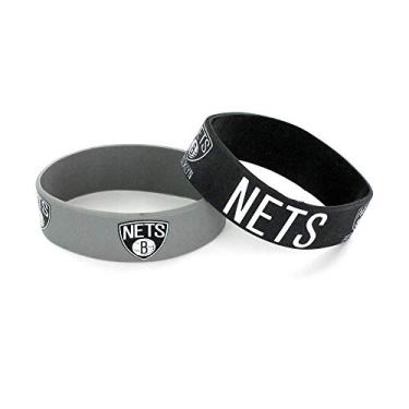 Imagem de aminco Pulseiras de borracha de silicone NBA Brooklyn Nets, pacote com 2