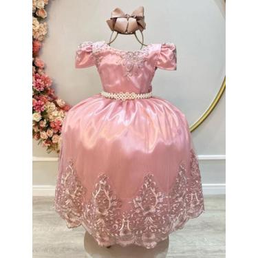 Imagem de Vestido Infantil Rose C/ Renda Realeza Casamento Festas - enjoy, 14